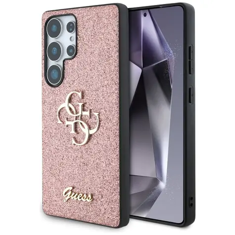 GUESS Fixed Glitter Big 4G Metal Logo růžová / Zadní kryt / Samsung Galaxy S25 Ultra