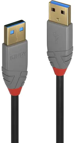 Lindy Anthra Line USB-A - USB-A 3 m černá / Kabel USB / USB 3.2 Gen 1 / 5 Gbit/s