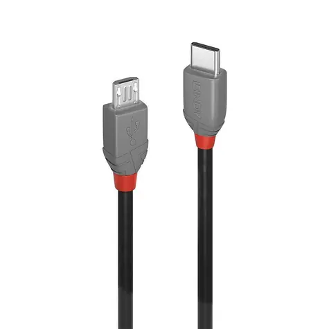 Lindy Anthra Line USB-C - Micro-USB B 2m černá / Kabel USB / USB 2.0 / M/M / 480 Mbit/s