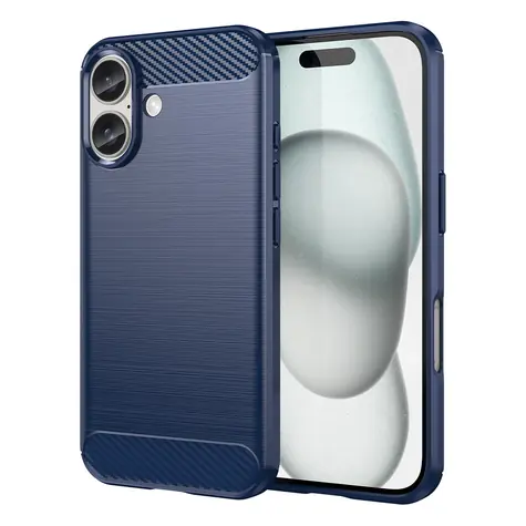 Hurtel Carbon Case Silikonové pouzdro iPhone 16 modrá / Kryt / karbonový vzhled