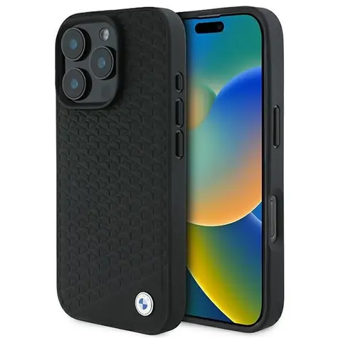 BMW Signature Leather Diamond Metal Logo černá / Zadní kryt / MagSafe / pro iPhone 16 Pro Max