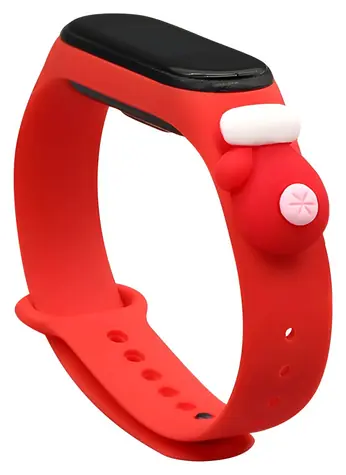 Hurtel Vánoční řemínek s rukavičkou pro Xiaomi Mi Band 5/6 červená / Řemínek / Silikonový / Vánoční motiv