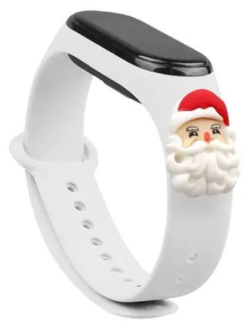 Hurtel Vánoční řemínek se Santa Clausem pro Xiaomi Mi Band 3/4 bílá / Řemínek / Silikonový / Vánoční motiv