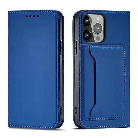 Hurtel Magnet Card Case modrá / Kryt pro Apple iPhone 14 Plus / Peněženka, stojánek, magnet