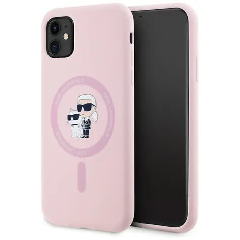 Karl Lagerfeld Silicone Karl & Choupette MagSafe růžová / Pouzdro pro iPhone 11 / Silikonové