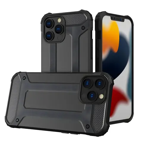 Hurtel Hybrid Armor ochranný kryt pro Apple iPhone 13 Pro černá / Pouzdro / Odolné / Hybridní