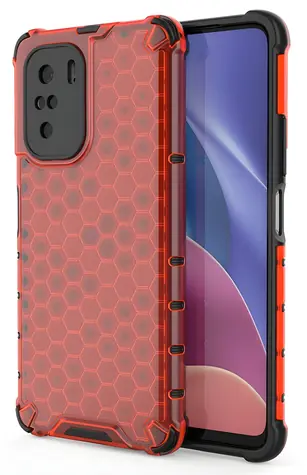 Hurtel Honeycomb Case červená / Zadní kryt / Xiaomi Redmi K40, K40 Pro, K40 Pro+, POCO F3 / TPU / voštinový vzor