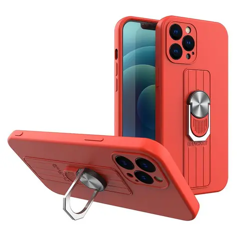 Hurtel Ring Case červená / Kryt / Samsung Galaxy S21 Ultra 5G / Silikon / Stojánek