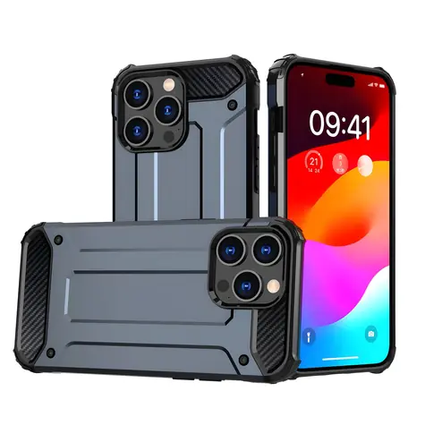 Hurtel Hybrid Armor kryt pro Apple iPhone 15 Pro modrá / Kryt / Odolný hybridní materiál