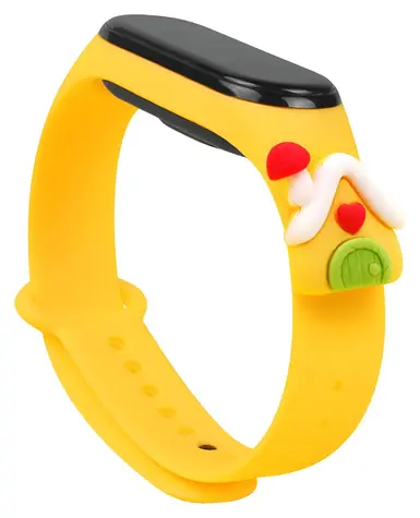Hurtel Vánoční řemínek s domečkem pro Xiaomi Mi Band 3/4 žlutá / Řemínek / silikonový / vánoční motiv