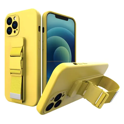Hurtel Rope Case žlutá / Gelový kryt s řetízkem na krk / Apple iPhone 12 mini