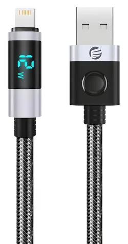 Orico LDA2L USB-A na Lightning kabel s LED displejem černo-stříbrná / Datový kabel / 12 W / 0,5 m