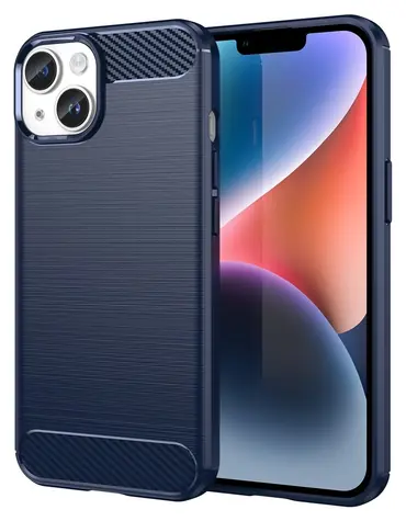 Hurtel Carbon gelové pouzdro pro Apple iPhone 14 modrá / Pouzdro / TPU / Karbonový vzhled