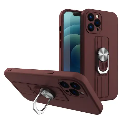 Hurtel Ring Case hnědá / Kryt / Apple iPhone 13 mini / Silikonový, stojánek