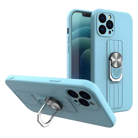 Hurtel Ring Case světle modrá / Kryt / Apple iPhone 13 Pro / Silikon, stojánek