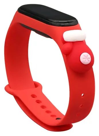 Hurtel Vánoční silikonový řemínek pro Xiaomi Mi Band 3 a 4 červená / Řemínek / Silikon / Vánoční motiv