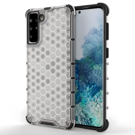 Hurtel Honeycomb Case transparentní / Armovaný zadní kryt / Samsung Galaxy S22+ / gelový rámeček