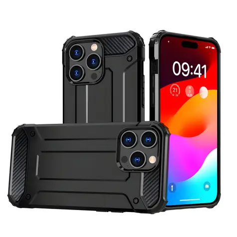 Hurtel Hybrid Armor iPhone 15 Pro černá / Kryt / odolný hybridní materiál