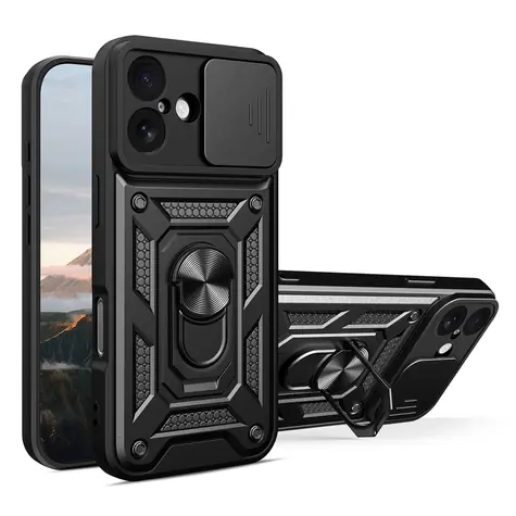 Hurtel Hybrid Armor Camshield černá / Pouzdro / Apple iPhone 17 / se stojánkem a krytkou kamery