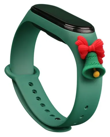 Hurtel Strap Xmas tmavě zelená / Řemínek / Xiaomi Mi Band 3/4 / s rolničkou