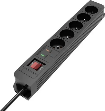 TB Touch Energy přepěťová ochrana 5 m / Prodlužovací kabel / 5 zásuvek / Vypínač napájení / 2300 W