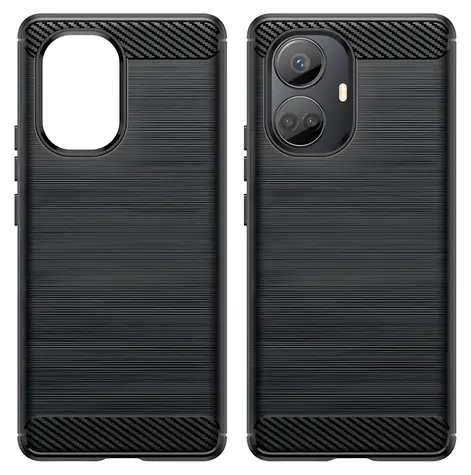 Hurtel Carbon Case pro Realme 10 Pro+ černá / Kryt / Silikonový / Karbon