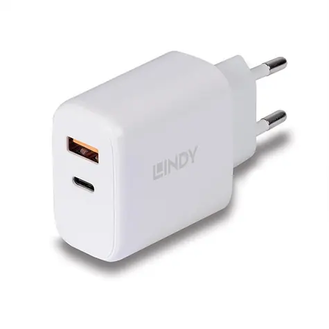 Lindy 73424 30W bílá / Nabíječka / USB-C + USB-A / PD 3.0