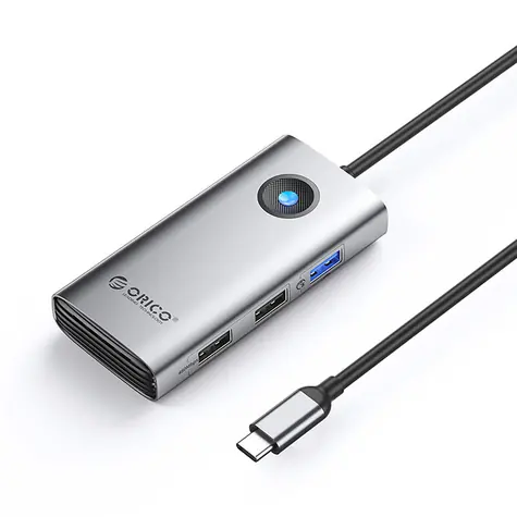 Orico PW11-5P šedá / USB hub / 1x USB-A 3.0 / 2x USB-A 2.0 / 1x USB-C PD / 1x HDMI