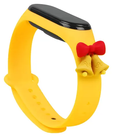 Hurtel Vánoční řemínek s rolničkami pro Xiaomi Mi Band 3/4 žlutá / Řemínek / Silikonový / Vánoční motiv