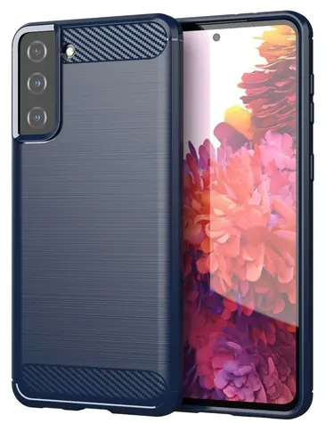 Hurtel Carbon TPU kryt s karbonovým vzorem modrá / Kryt / Samsung Galaxy S21+ 5G