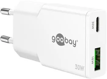 Goobay 30W USB-C PD GaN duální rychlonabíječka / Nabíječka / GaN / USB-C PD / USB-A QC