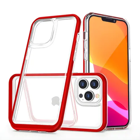 Hurtel Clear 3in1 červená / Kryt / iPhone 14 Pro / průhledný / silikonový
