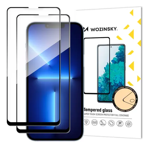 Wozinsky Full Glue 2v1 sada černá / Ochranné sklo / Apple iPhone 14 Plus, 13 Pro Max / Case Friendly