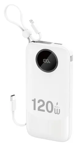 Dudao K13 bílá / Powerbanka / 10000 mAh / integrovaný kabel