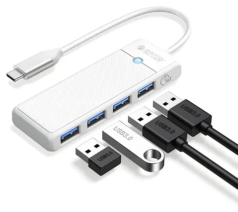 Orico PAPW4A-C3 bílá / USB hub / 4x USB-A 3.0 / kabel 15 cm