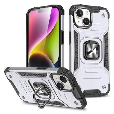 Wozinsky Ring Armor iPhone 15 Plus stříbrná / Kryt / S držákem na prst
