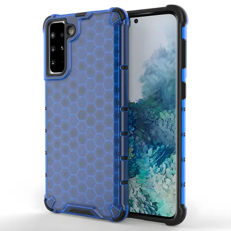 Hurtel Honeycomb Case modrá / Pouzdro / Voštinový vzor / Gelový rám / Samsung Galaxy S22+