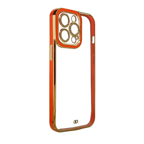 Hurtel Fashion Case červená / Pouzdro / iPhone 13 Pro / Zlatý rámeček