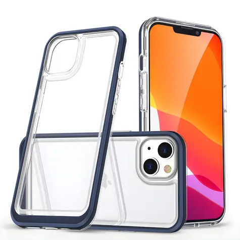 Hurtel Clear 3in1 pro Apple iPhone 14 čirá, modrý rámeček / Ochranný kryt / Silikon