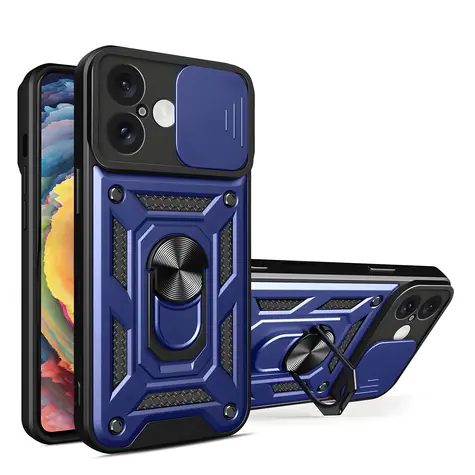 Hurtel Hybrid Armor Camshield modrá / Zadní kryt / Apple iPhone 16 Plus / Kryt kamery a stojánek