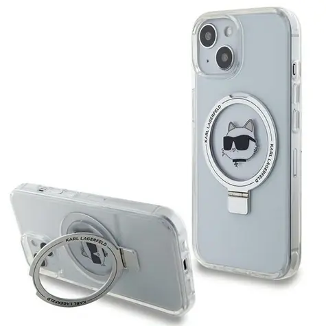 Karl Lagerfeld KLHMP15MHMRSCHH Ring Stand Choupette Head bílá / Kryt / Apple iPhone 15 Plus / MagSafe