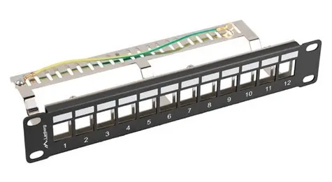 Lanberg Patch panel pro Keystone černý / Patch panel / 12 portů / FTP / 1U / 10
