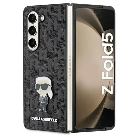 Karl Lagerfeld Saffiano Monogram Ikonik Pin černá / Pouzdro / Samsung Galaxy Z Fold 5