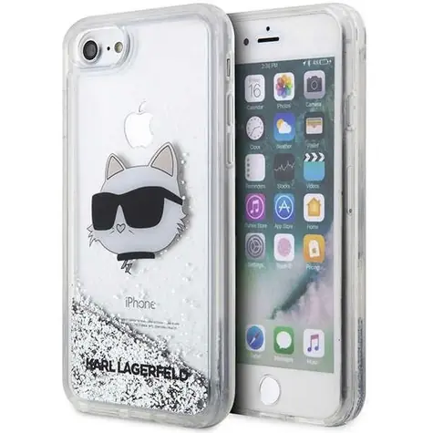 Karl Lagerfeld KLHCI8LNHCCS Glitter Choupette Head stříbrná / Kryt / Apple iPhone 7/8/SE 2020/2022