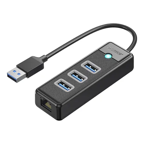 Orico PW3UR25-U3 černá / USB hub / 3x USB-A 3.0 / RJ45 2.5G Ethernet / kabel 1 m
