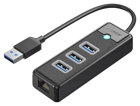 Orico PW3UR25-U3 černá / USB hub / 3x USB-A 3.0 / RJ45 2.5G Ethernet / kabel 0,5 m
