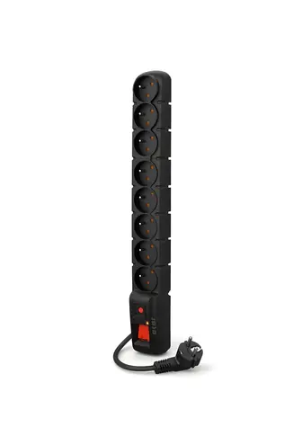 Acar S8 PRO černá / Prodlužovací kabel / 8 zásuvek / přepěťová ochrana / 3 m