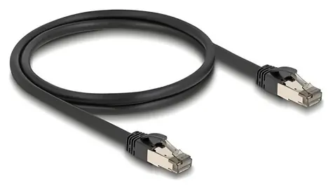 Delock RJ45 Cat.6A U/FTP černá / Síťový kabel / 1 m / nerezový vnitřní plášť / odolný proti vlhkosti a prachu