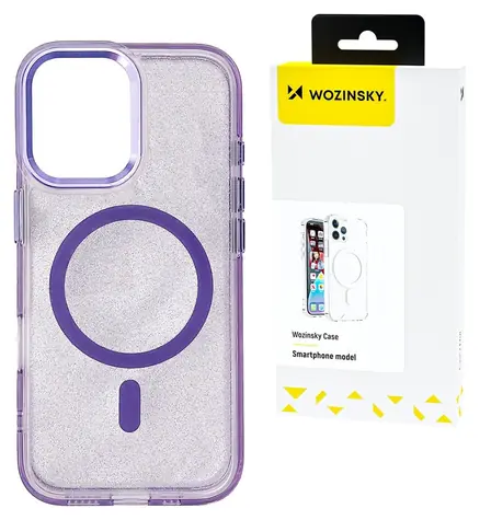 Wozinsky Glitter fialová / Zadní kryt / MagSafe / pro Samsung Galaxy S24 FE