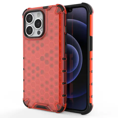 Hurtel Honeycomb Case pro Apple iPhone 13 Pro červená / Pouzdro / TPU rámeček / Odolné